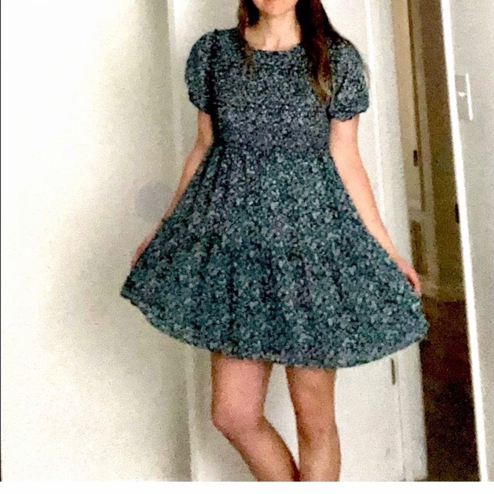 “Wild Fable”, blue floral, smocked bodice, tiered babydoll dress, size M - Picture 5 of 16
